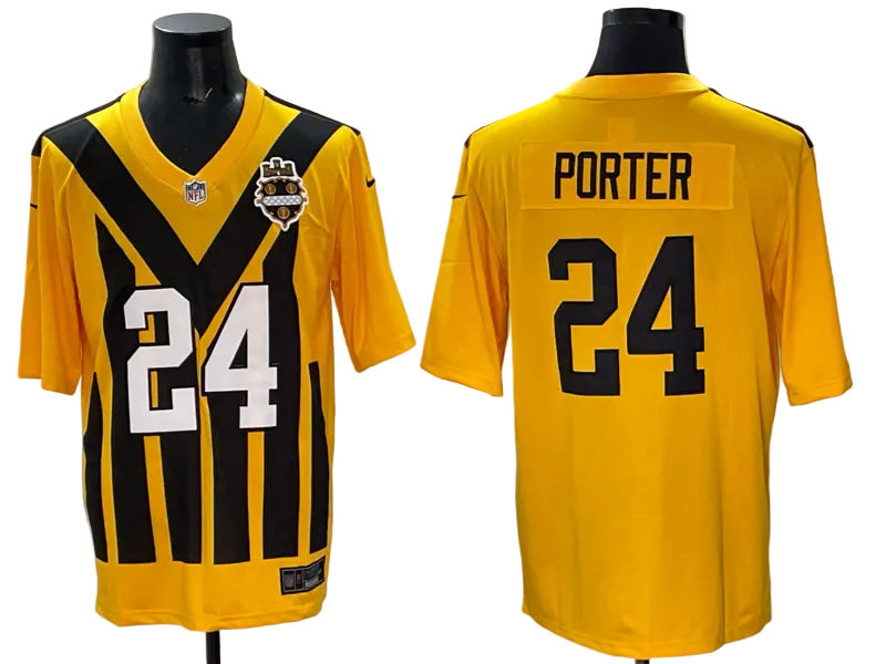 Custom Steelers Alternate 1933 Throwback Gold Football Limited Jersey - All Stitched