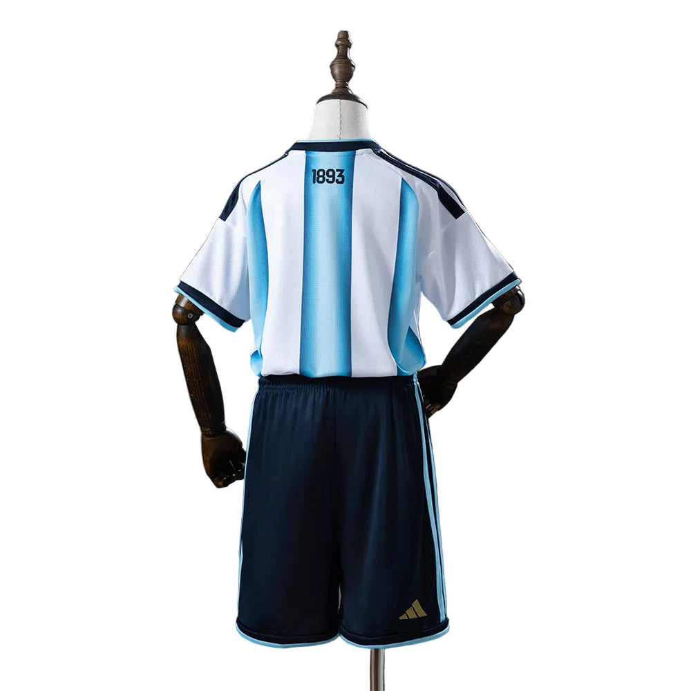 Custom Youth Argentina 2026 Home White Soccer Jersey Kit Set– Personalized Name & Number