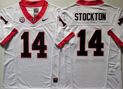 Men's Gunner Stockton Black Vapor Jersey #14 Red White Georgia Bulldogs Stranger Things Edition-All Stitched