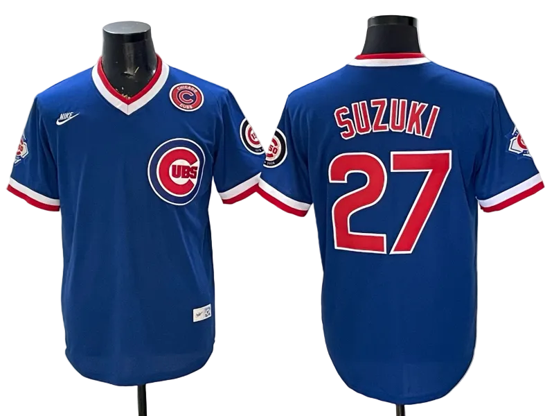 Custom Cubs Throwback Royal Collection Limited Baseball Jersey -All Stitched
