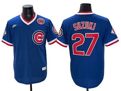 Custom Cubs Throwback Royal Collection Limited Baseball Jersey -All Stitched