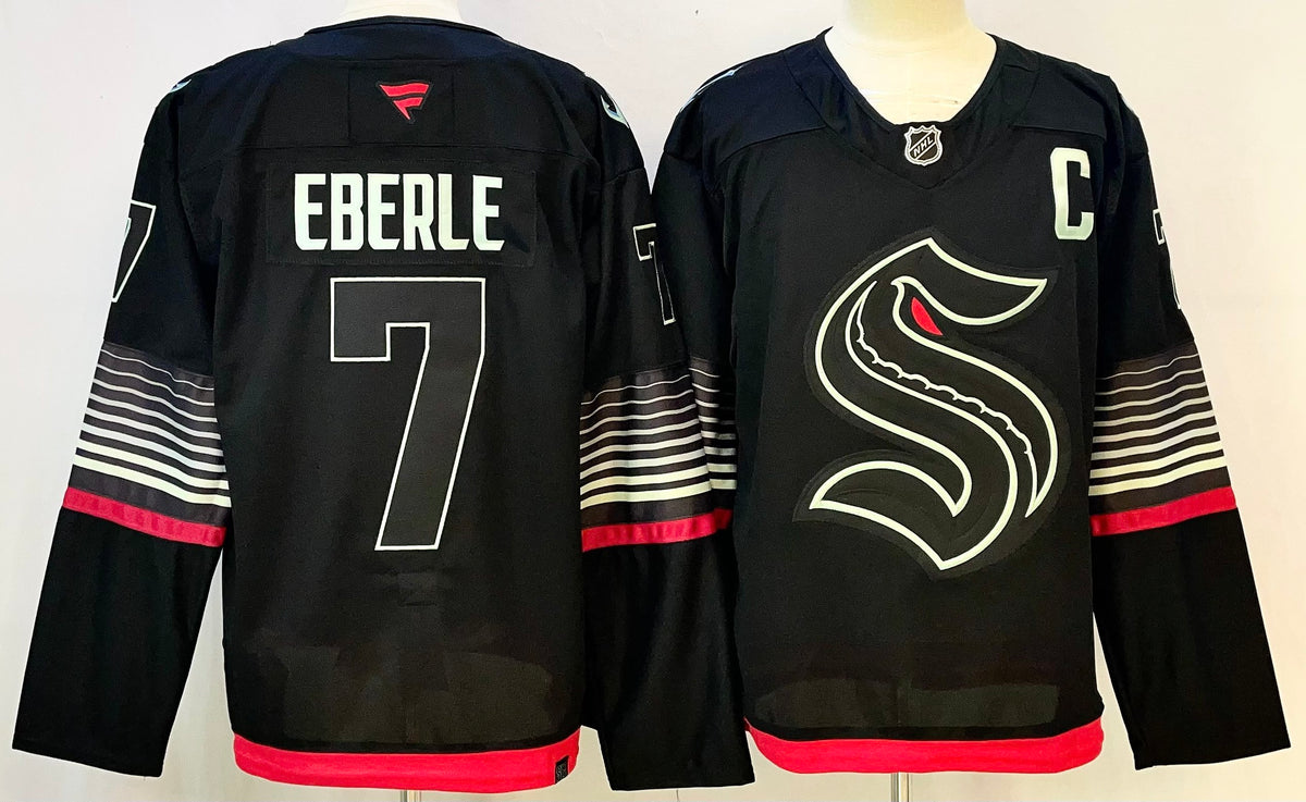 Custom Name Number Seattle Kraken Home Deep Sea Blue Alternate Black Hockey Jersey -All Stitched