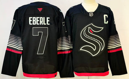 Custom Name Number Seattle Kraken Home Deep Sea Blue Alternate Black Hockey Jersey -All Stitched