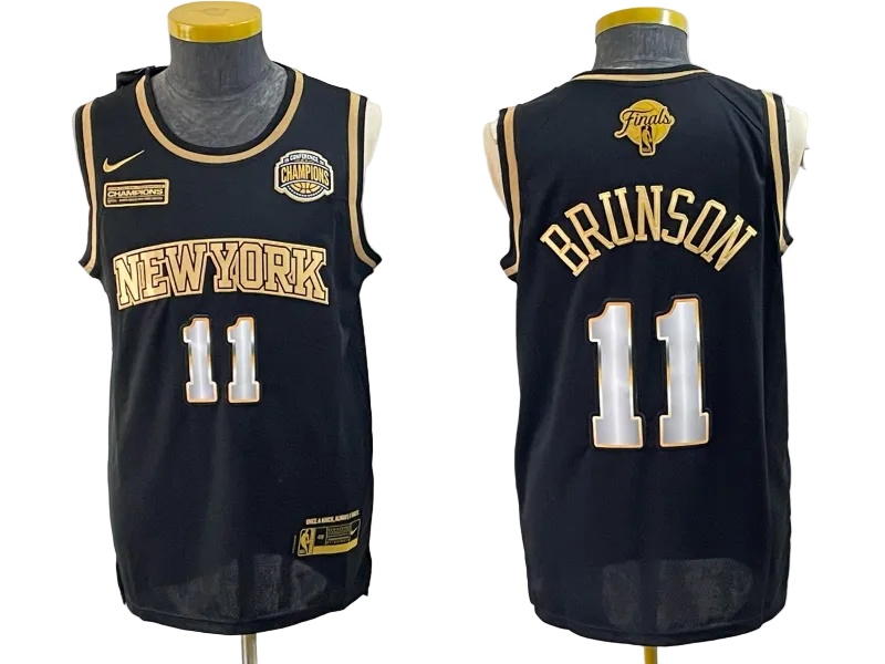 2026 OG Anunoby Jalen Brunson Josh Hart Karl-Anthony Towns Jose Alvarado Black Gold Baskeball Jersey -All Stitched