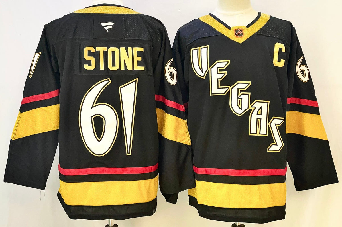 Custom Mark Stone Knights Reverse Retro 2.0 Black  Home Gold Gray Hockey Jersey -All Stitched