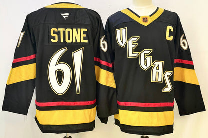 Custom Mark Stone Knights Reverse Retro 2.0 Black  Home Gold Gray Hockey Jersey -All Stitched