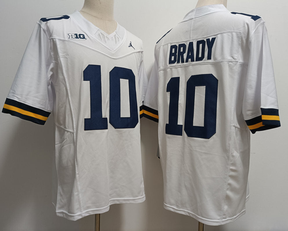 Custom Tom Brady #10 Michigan Wolverines Split Maize Navy White Limited Football Jersey -All Stitched