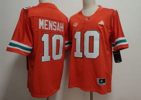 Custom Darian Mensah #10 Miami Hurricanes Green Orange White Limited Football Jersey -All Stitched