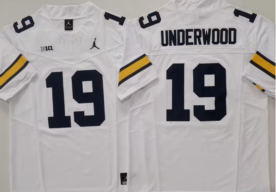 Men's Bryce Underwood Vapor Jersey #19 Gold Navy Michigan Wolverines -All Stitched