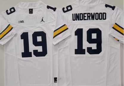 Men's Bryce Underwood Vapor Jersey #19 Gold Navy Michigan Wolverines -All Stitched