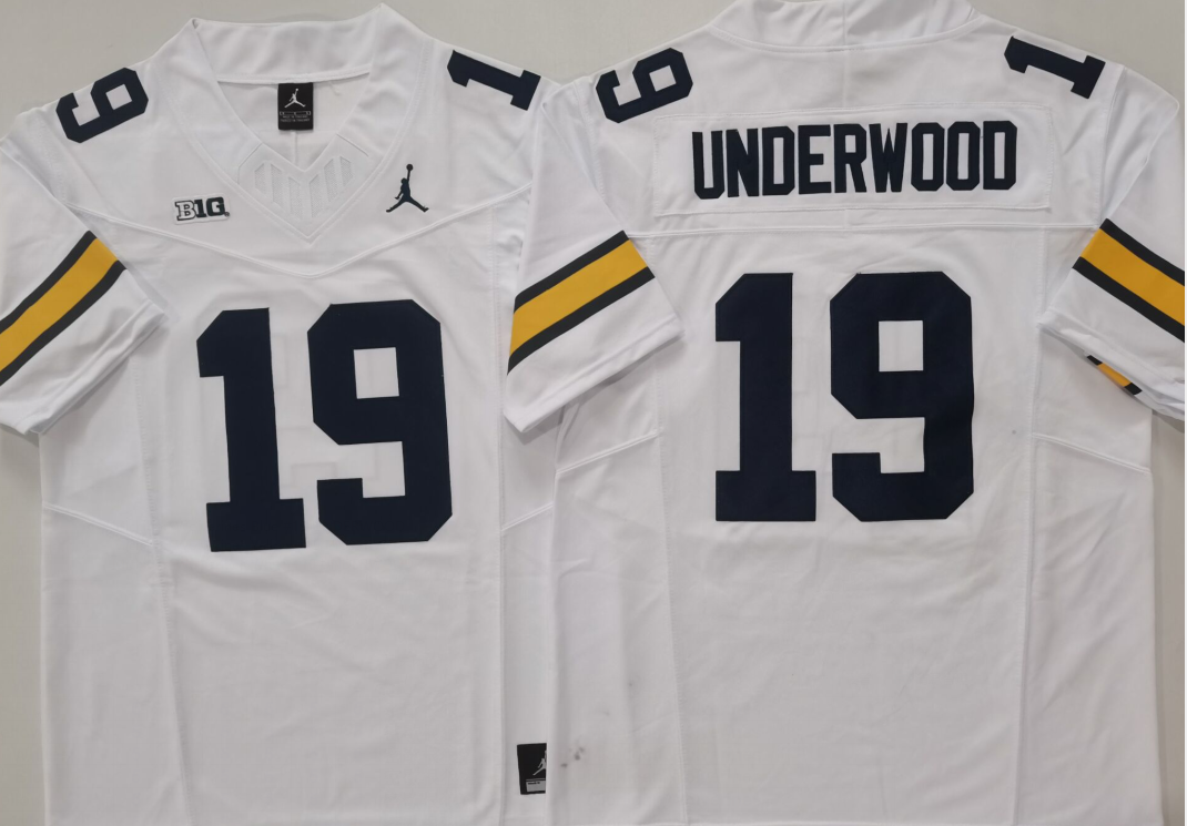 Custom Bryce Underwood #19 Michigan Wolverines Maize Navy White Limited Football Jersey -All Stitched