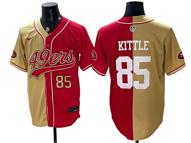 Custom San Francisco 49ers LOGO Split Scarlet Limited Baseball Jersey -All Stitched