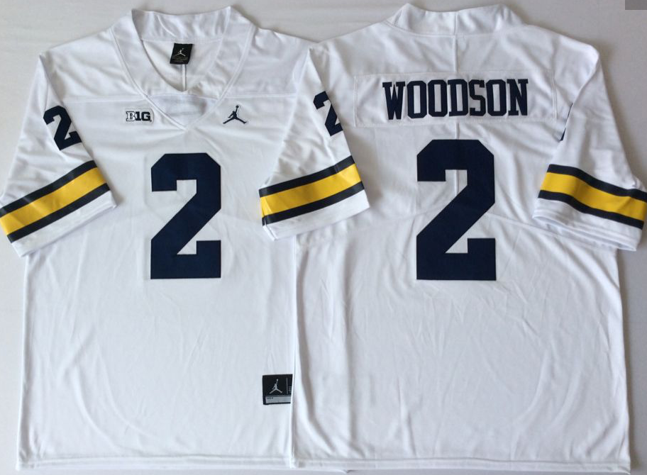 Custom Charles Woodson #2 Michigan Wolverines Maize Navy White Limited Football Jersey -All Stitched