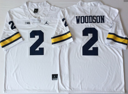 Custom Charles Woodson #2 Michigan Wolverines Maize Navy White Limited Football Jersey -All Stitched