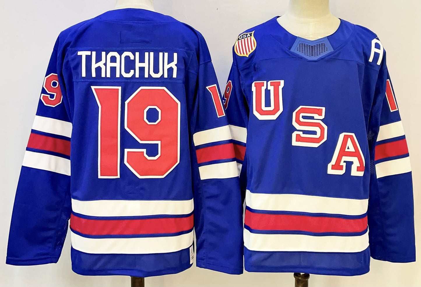 Custom 2026 USA White Royal All Stitched Hockey Jersey