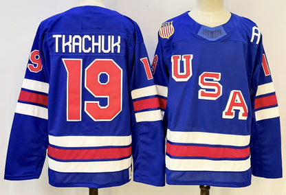 Custom 2026 USA White Royal All Stitched Hockey Jersey