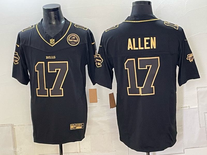 Custom Josh Allen Bills Gold Black Gray Split Limited Jersey -All Stitched