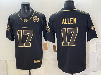 Custom Josh Allen Bills Gold Black Gray Split Limited Jersey -All Stitched