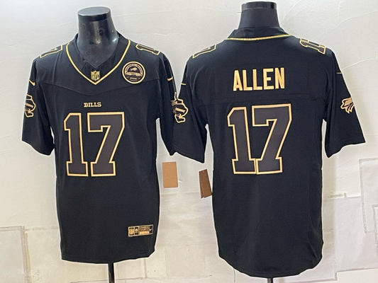 Custom Josh Allen Bills Gold Black Gray Split Limited Jersey -All Stitched