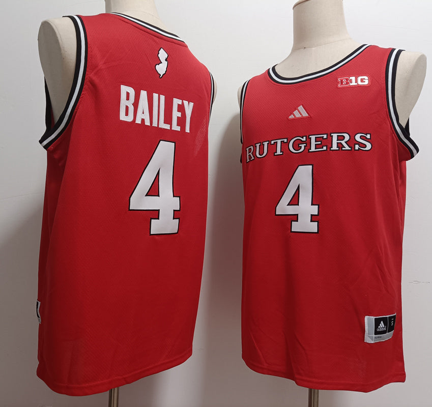 Custom Ace Bailey #4 Rutgers Scarlet Knights Scarlet White Basketball Jersey -All Stitched
