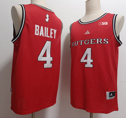Custom Ace Bailey #4 Rutgers Scarlet Knights Scarlet White Basketball Jersey -All Stitched