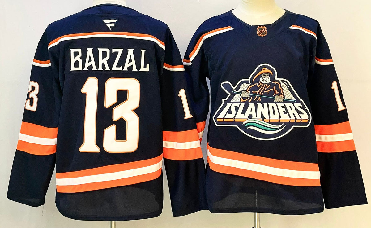 Custom Mathew Barzal #13 Navy Reverse Retro Royal White Hockey Jersey -All Stitched