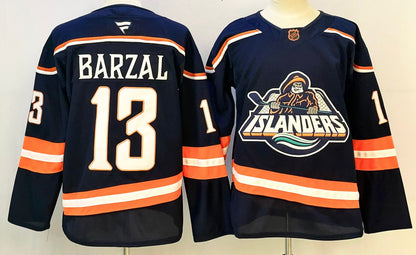 Custom Mathew Barzal #13 Navy Reverse Retro Royal White Hockey Jersey -All Stitched