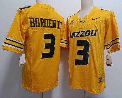 Custom Luther Burden III #3 Missouri Tigers Black White Gold Limited Football Jersey -All Stitched