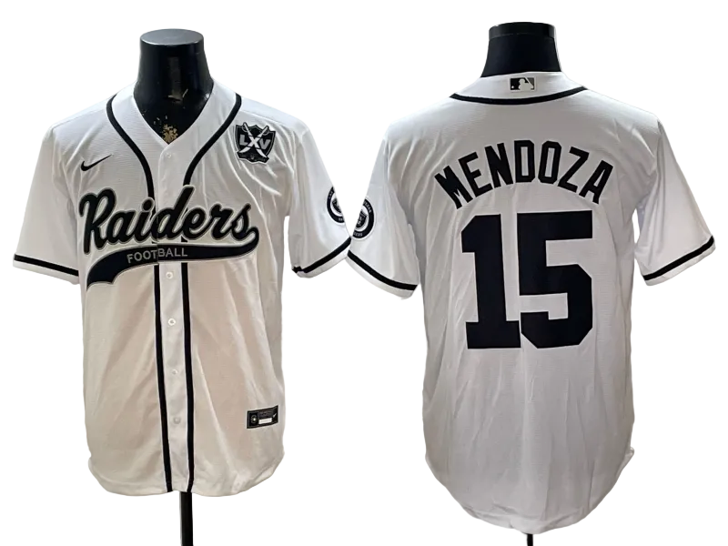 Custom Fernando Mendoza Raiders Black White Gray 250 USA Limited Baseball Jersey -All Stitched
