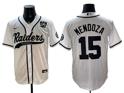 Custom Fernando Mendoza Raiders Black White Gray 250 USA Limited Baseball Jersey -All Stitched