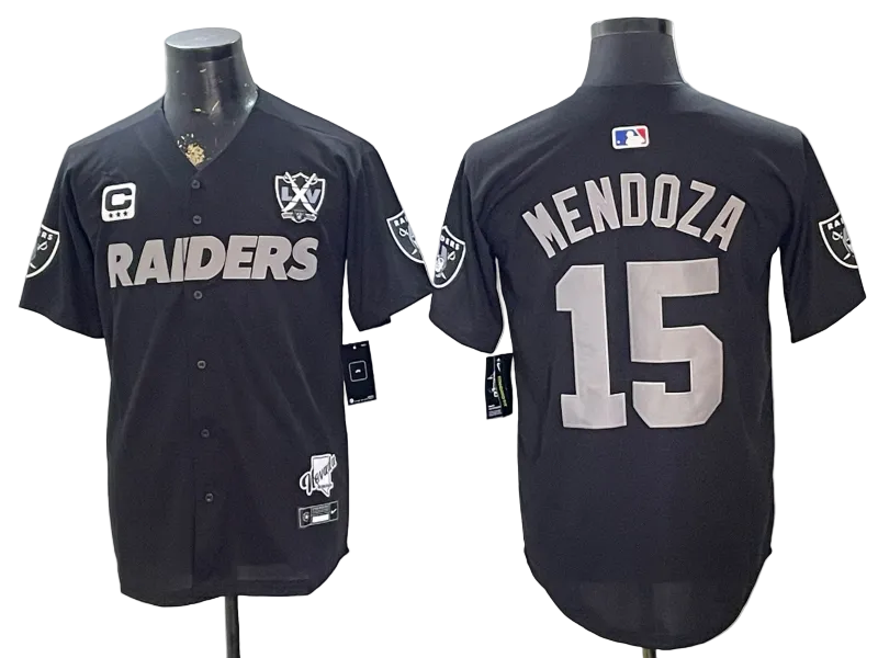 Custom Fernando Mendoza Raiders Black White Gray 250 USA Limited Baseball Jersey -All Stitched
