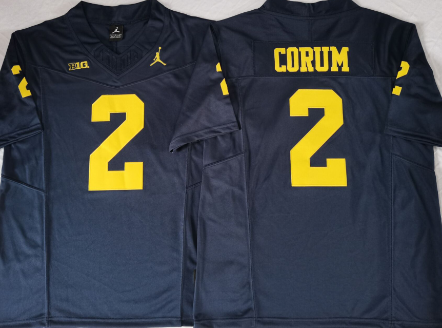 Custom Blake Corum #2 Michigan Wolverines Maize Navy White Limited Football Jersey -All Stitched