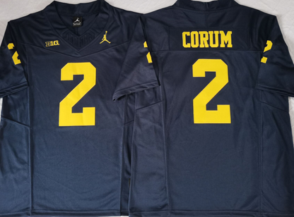 Custom Blake Corum #2 Michigan Wolverines Maize Navy White Limited Football Jersey -All Stitched