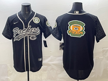 Custom Green Bay Packers Aaron Rodgers Micah Parsons Black Gray White Green Baseball Jersey -All Stitched