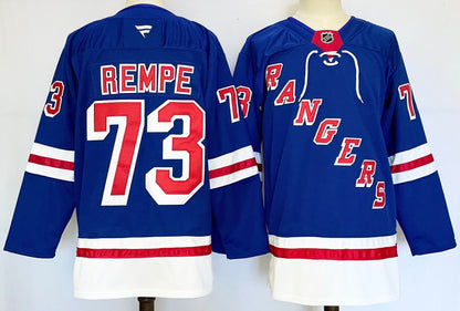 Custom 2026 Ranger Home Blue Premium All Stitched Hockey Jersey