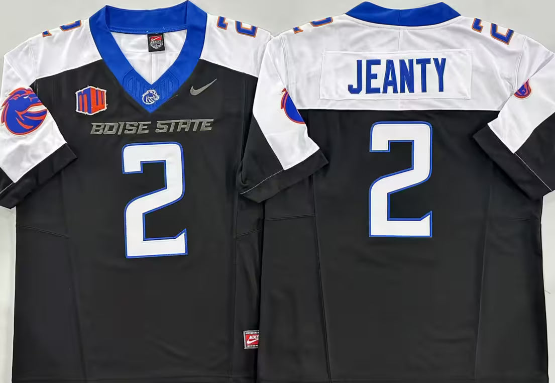 Men's Ashton Jeanty White Vapor Jersey #2 Black Blue Orange Boise State Broncos -All Stitched