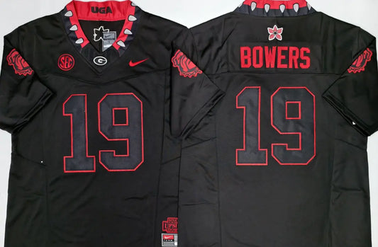 Men's Brock Bowers Black Jersey #19 Red White Georgia Bulldogs Stranger Things Edition Vapor Stitched