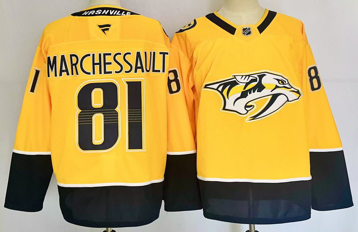 Custom Name Number Roman Josi Predators Home Gold Hockey Jersey -All Stitched