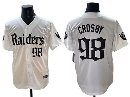 Custom Maxx Crosby Las Vegas Raiders White Black Gray Limited Baseball Jersey -All Stitched
