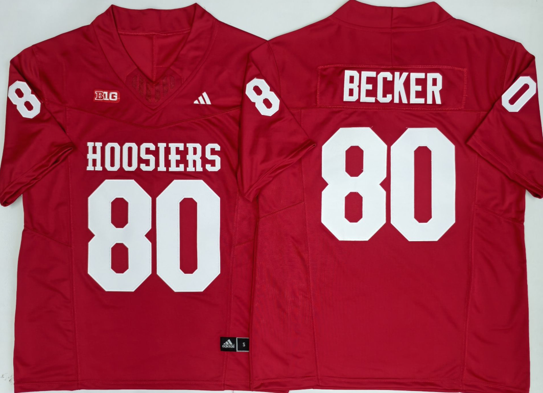 Custom Charlie Becker #80 Indiana Hoosiers Crimson White Black Limited Football Jersey -All Stitched