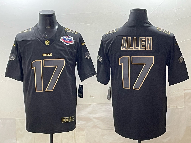 Custom Josh Allen Bills Gold Black Gray Split Limited Jersey -All Stitched
