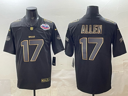 Custom Josh Allen Bills Gold Black Gray Split Limited Jersey -All Stitched