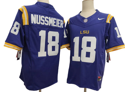 Custom Garrett Nussmeier #18 LSU Tigers White Purple Limited Football Jersey -All Stitched