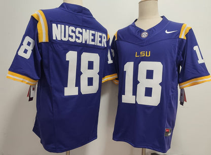 Men's Garrett Nussmeier #18 LSU Tigers Vapor Purple White Football Jersey -All Stitched