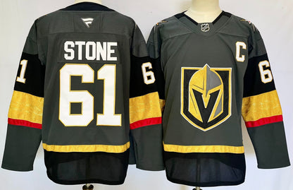 Custom Mark Stone Knights Reverse Retro 2.0 Black  Home Gold Gray Hockey Jersey -All Stitched