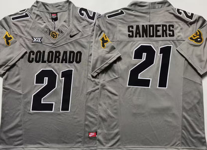Men's Deion Sanders White Vapor Jersey #21 Black Gray Gold Colorado Buffaloes -All Stitched