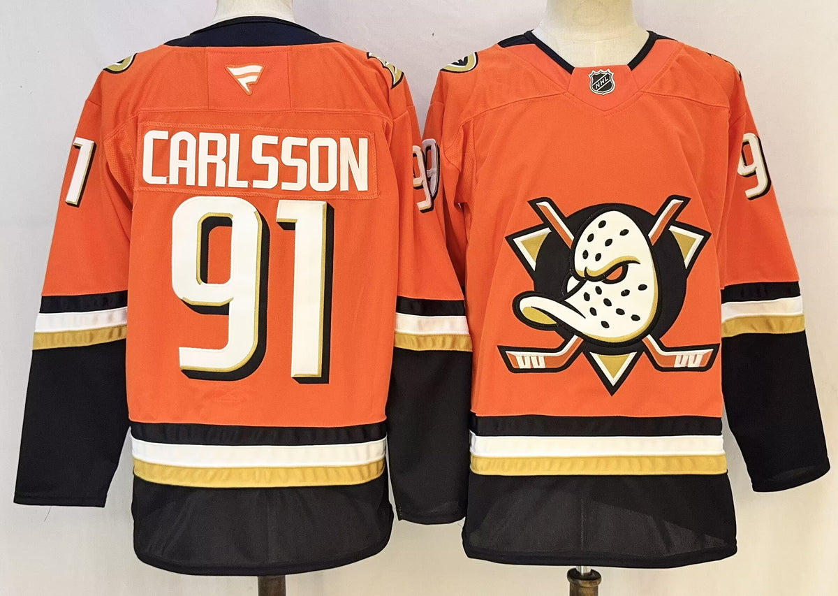 Custom Chris Kreider Ducks Home Orange Hockey Jersey -All Stitched