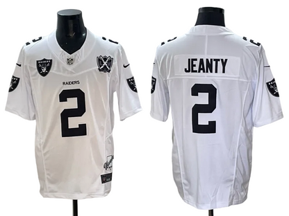 Custom Ashton Jeanty Raiders Black White Gray Split Retro Limited Football Jersey -All Stitched