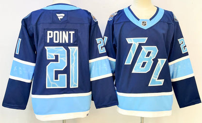 Custom Nikita Kucherov Blue Lightning 2026 Stadium Series Hockey Jersey -All Stitched