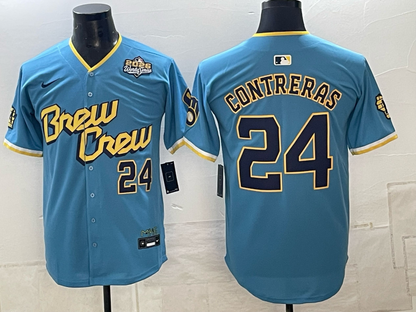 Custom William Contreras 2026 World Series Powder Blue Baseball Jersey -All Stitched